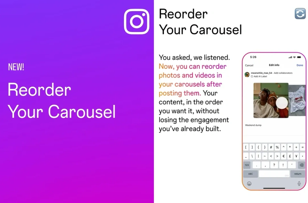 Instagram Kini Bisa Reorder Carousel Tanpa Hapus Konten